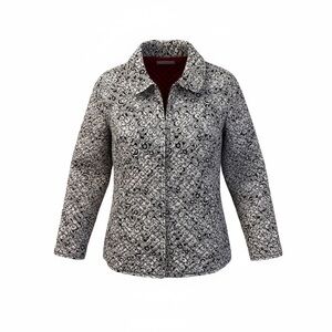 Chicos Funky Wild Glam Asian Pop-Art Floral Reversible Quilted Jacket Sz 3 (XL)